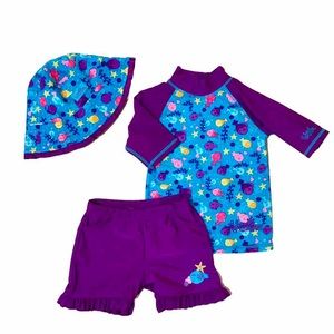 Vintage UV skinz girls matching swim set size 4